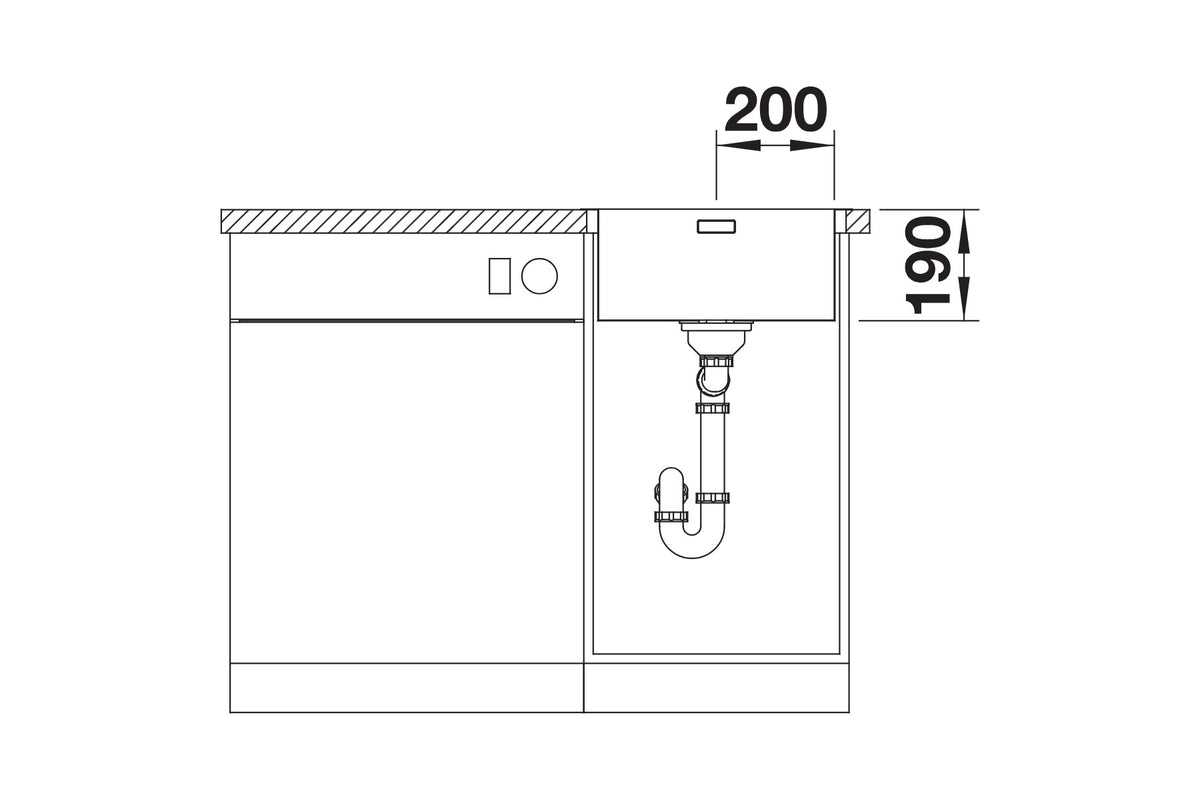 Vue en coupe Blanco Claron 400-IF/A sur sous-meuble