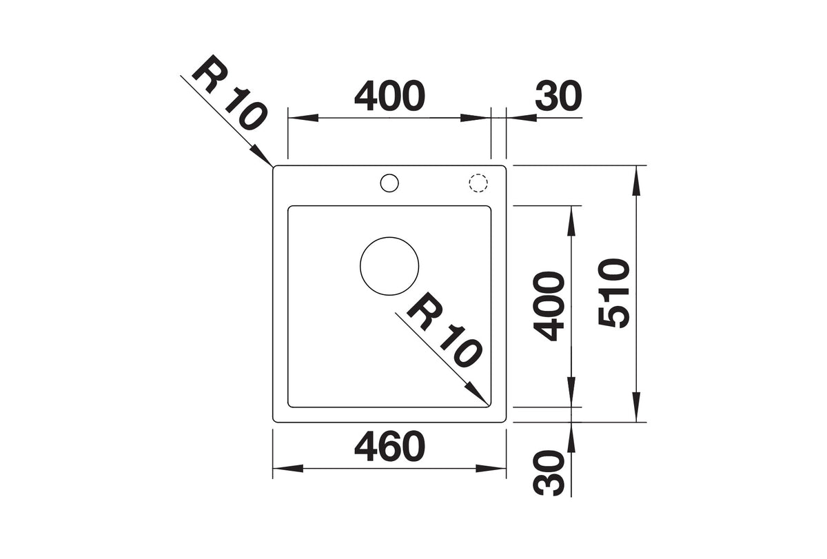 Schéma vue de dessus Blanco Claron 400-IF/A, dimensions
