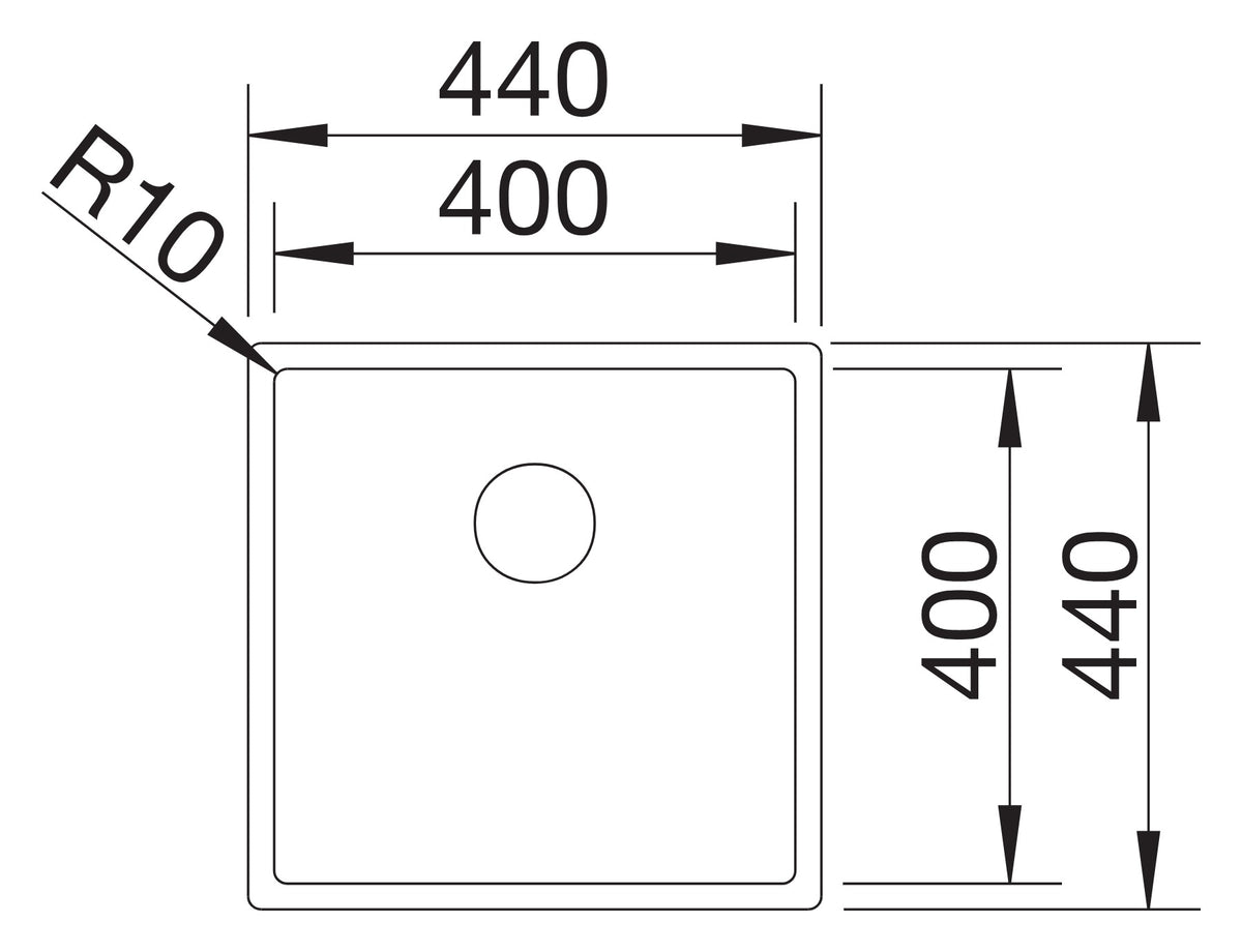 Schéma vue de dessus Blanco Claron 400-IF Durinox, dimensions