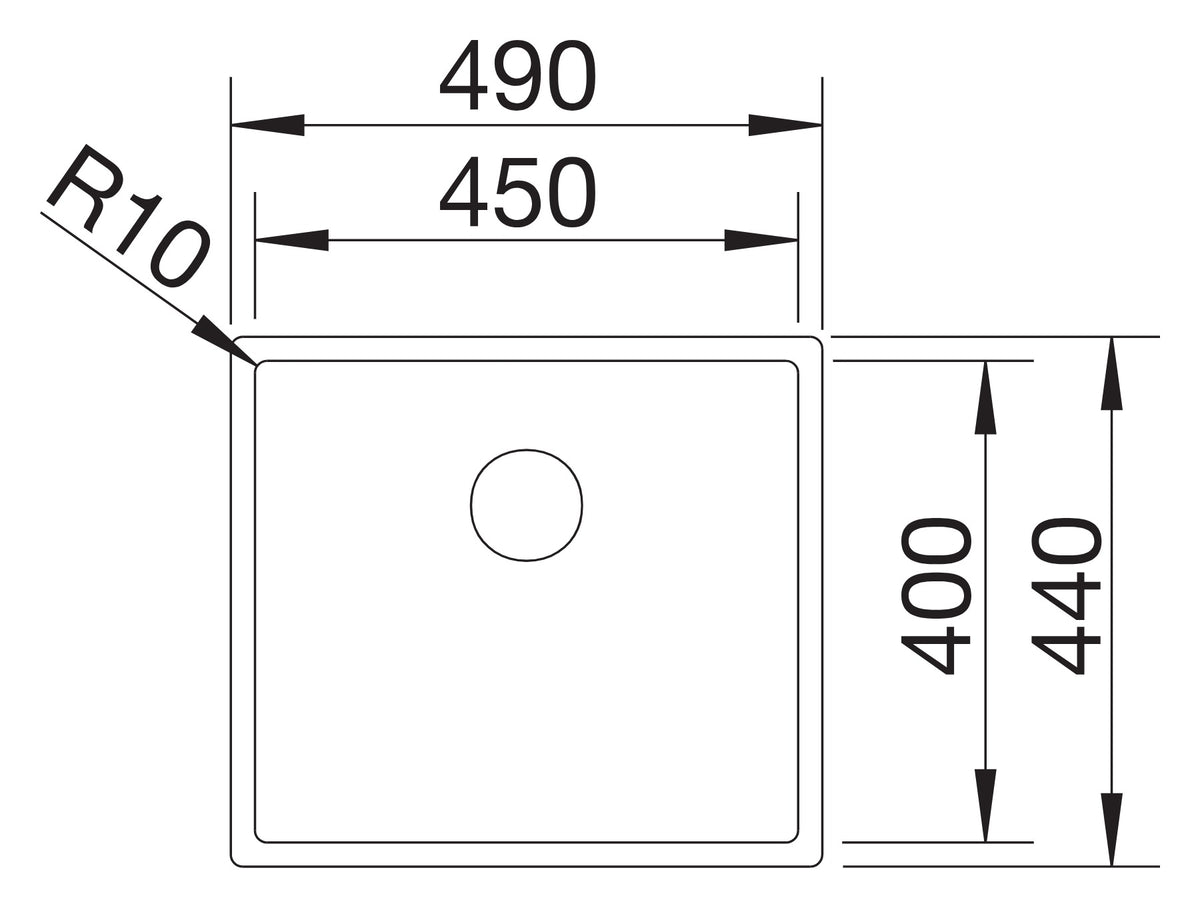 Schéma vue de dessus Blanco Claron 450-IF, dimensions