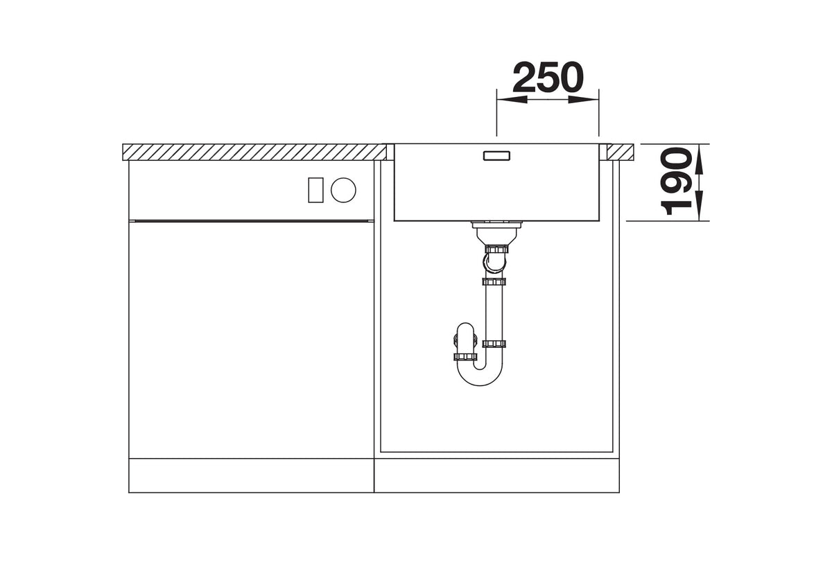 Vue en coupe Blanco Claron 500-IF/A Durinox sur sous-meuble