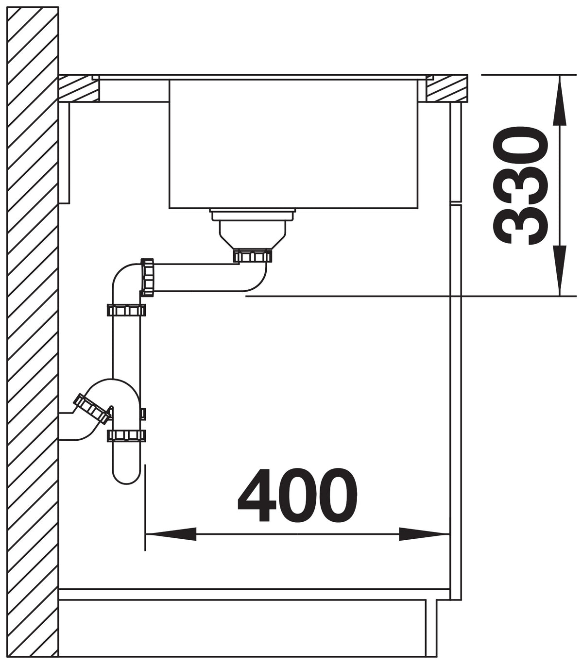 Blanco Dalago 45-F Silgranit – coupe d'installation