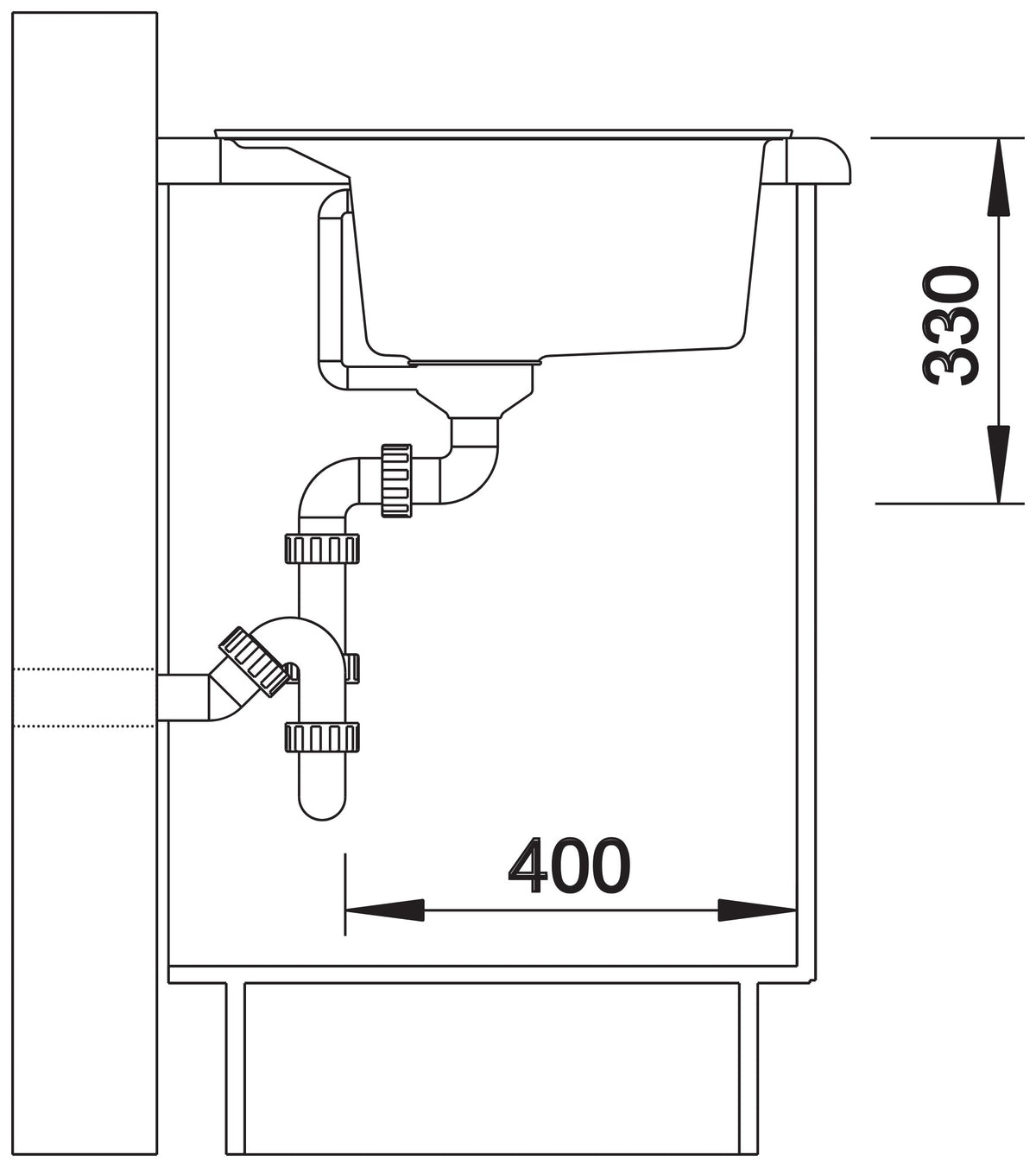Blanco Dalago 8-F Silgranit – coupe d'installation