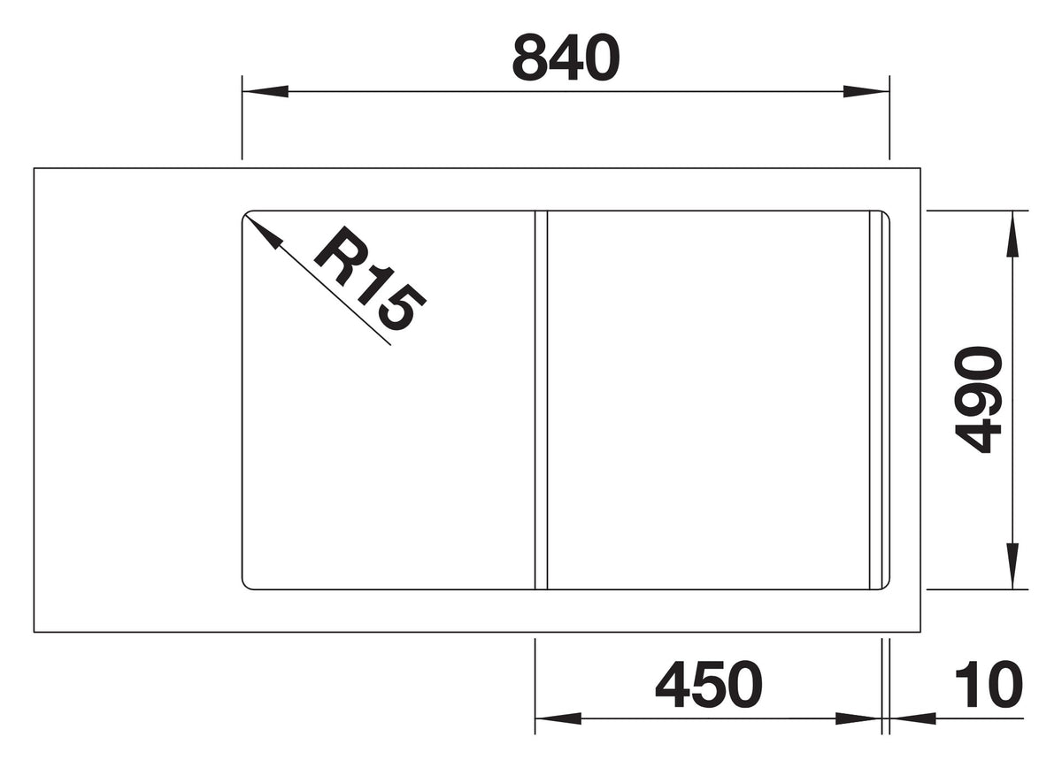 Schéma de découpe Blanco Divon II 45 S-IF, 840 x 490 mm