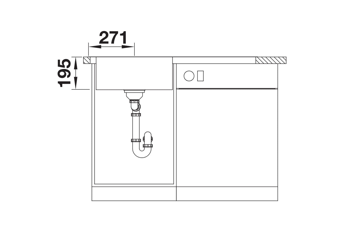 Vue en coupe Blanco Divon II 5 S-IF sur sous-meuble 50 cm