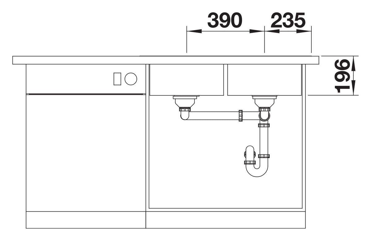 Vue en coupe Blanco Divon II 8-IF sur sous-meuble 80 cm