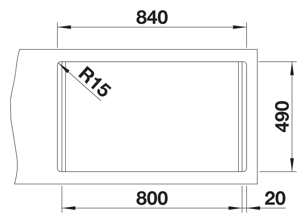 Schéma de découpe Blanco Divon II 8-IF, 840 x 490 mm