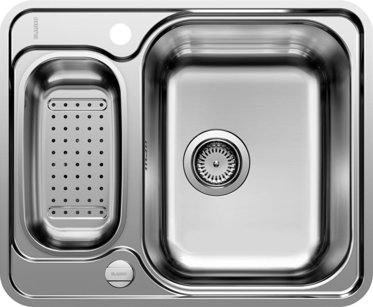 Évier Blanco Lantos 6-IF, inox brossé avec demi-cuve et cuvette multifonction