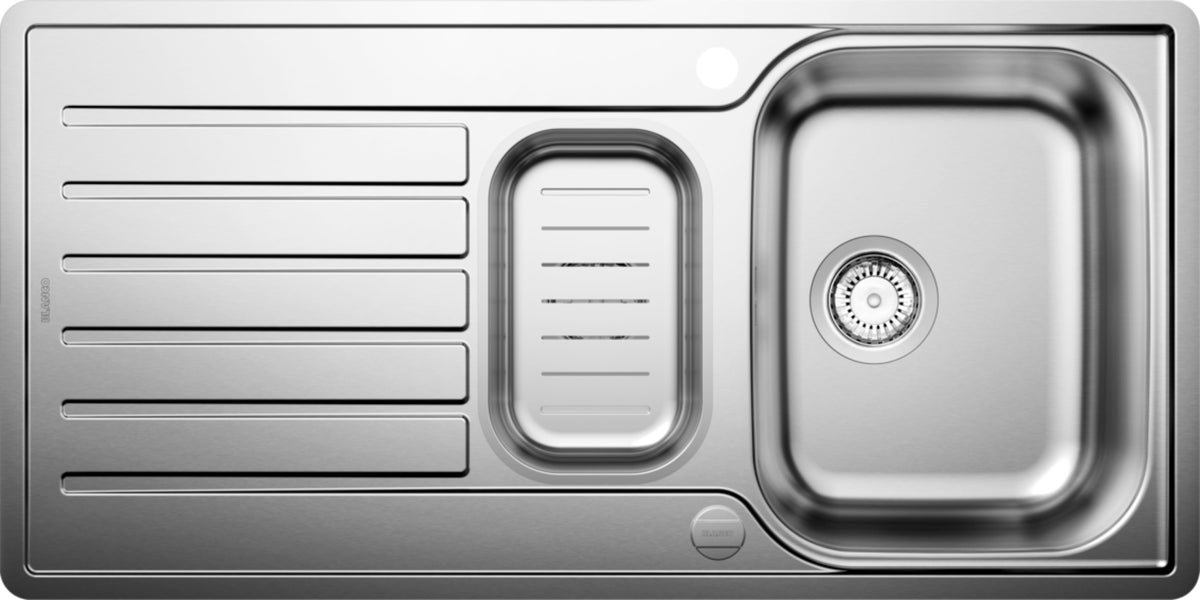Évier Blanco Lantos II 6 S-IF, inox brossé avec demi-cuve et égouttoir
