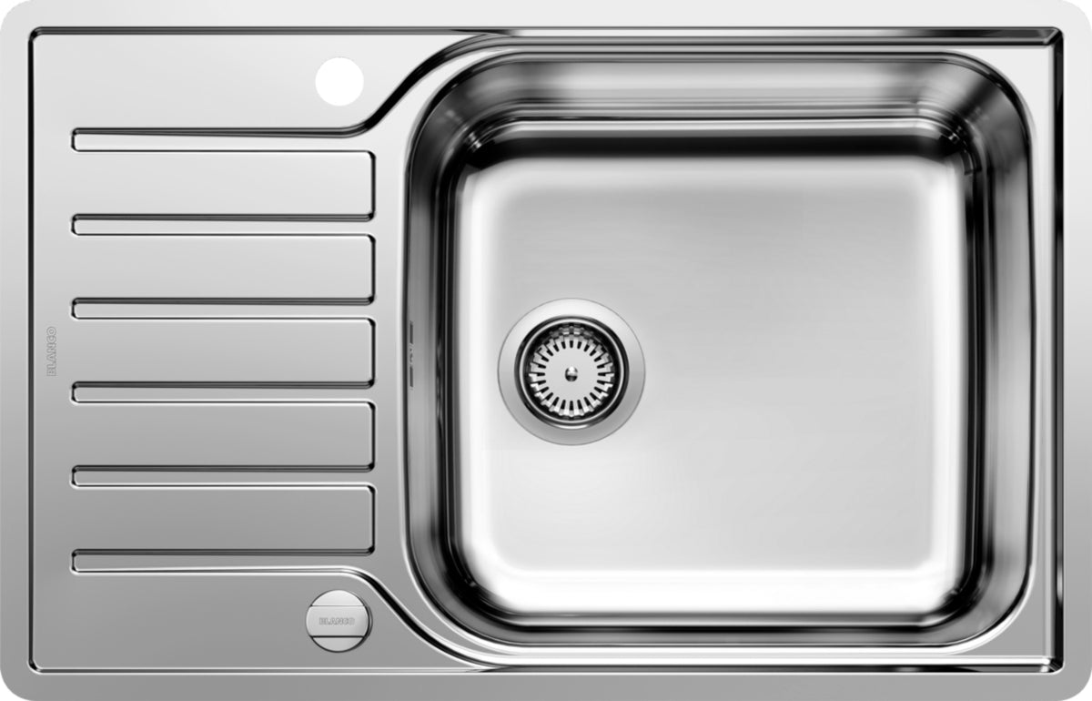 Évier Blanco Lantos XL 6 S-IF Compact, inox brossé avec cuve XL et égouttoir