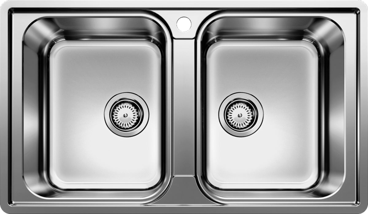 Évier Blanco Lemis 8-IF, inox brossé, 2 cuves