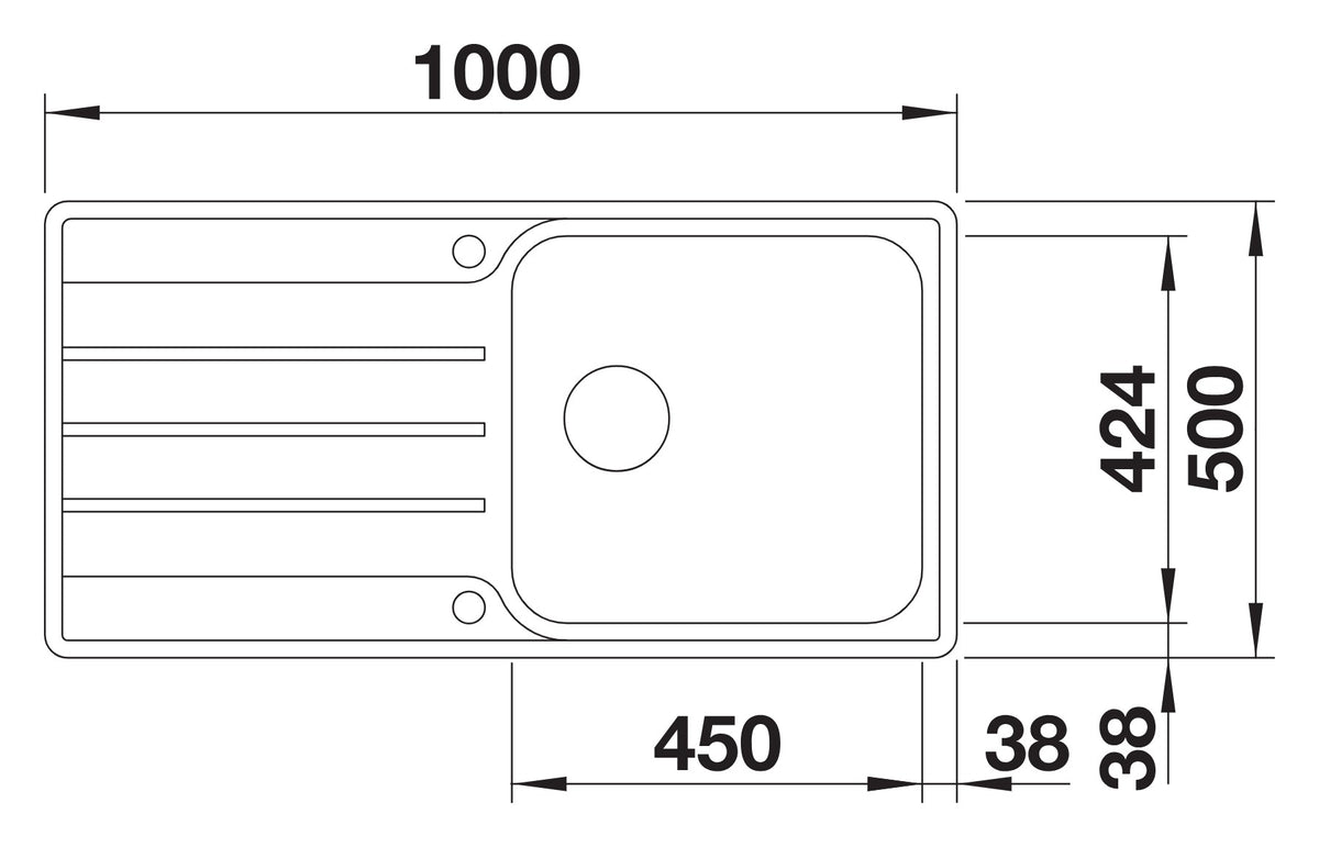 Schéma vue de dessus Blanco Lemis XL 6 S-IF, dimensions