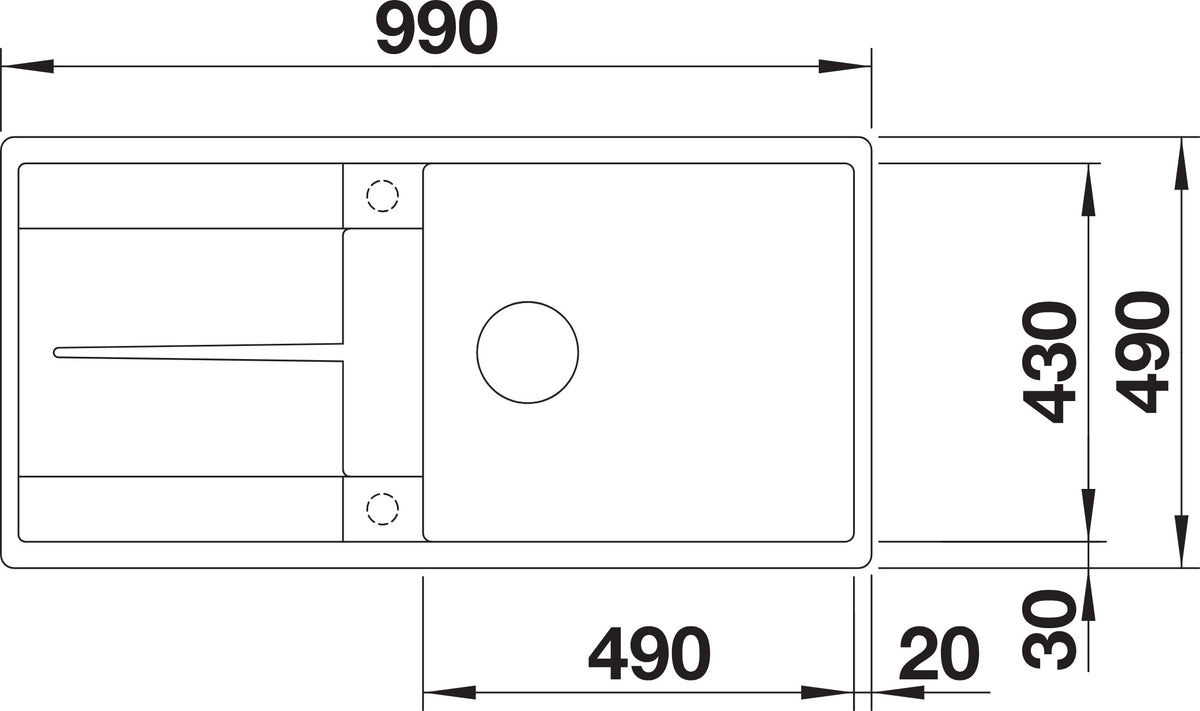 Blanco Metra XL 6S-F Silgranit – schéma technique : vue de dessus