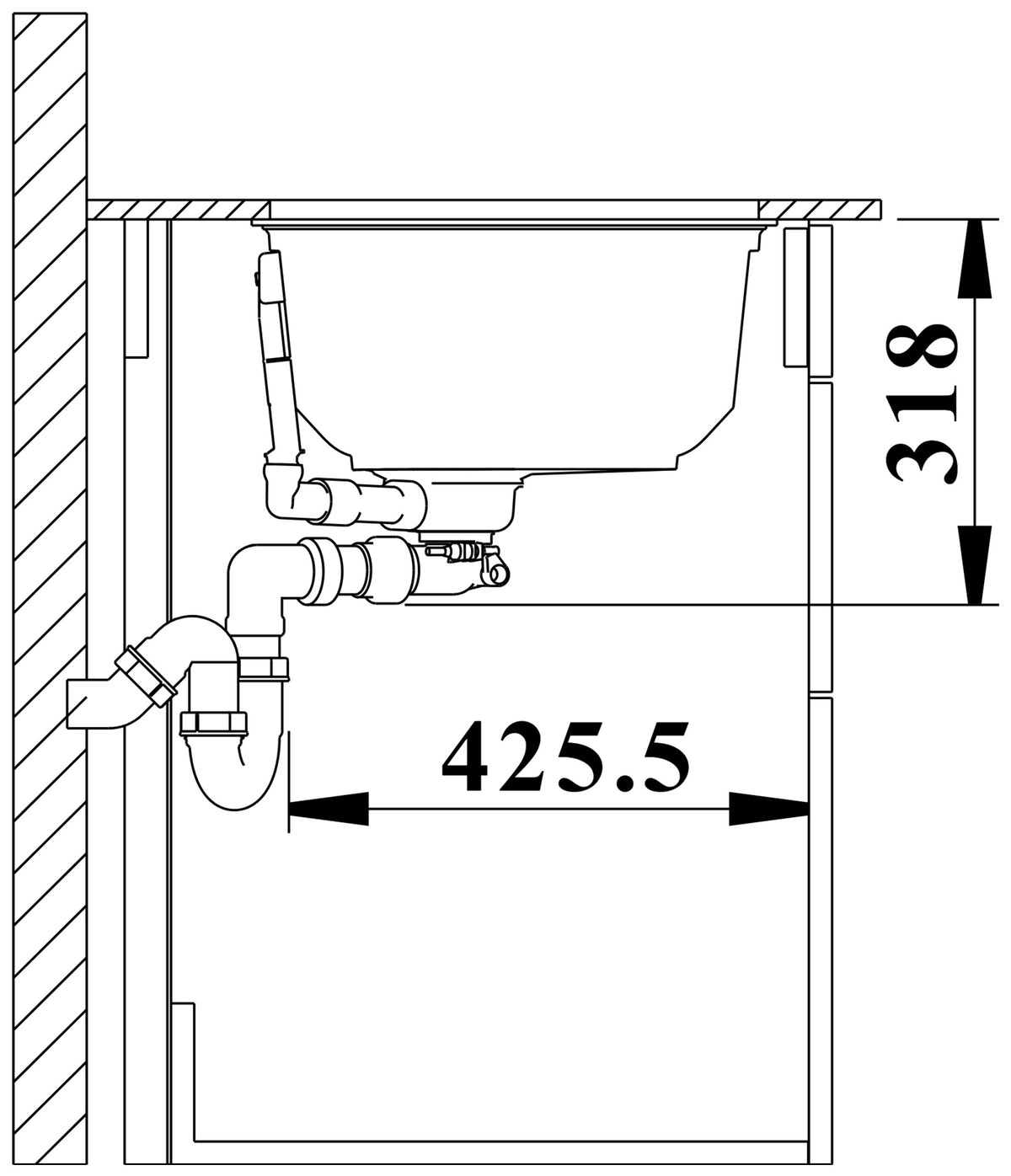 Blanco Oovalon 700-U Velgranit – coupe d'installation