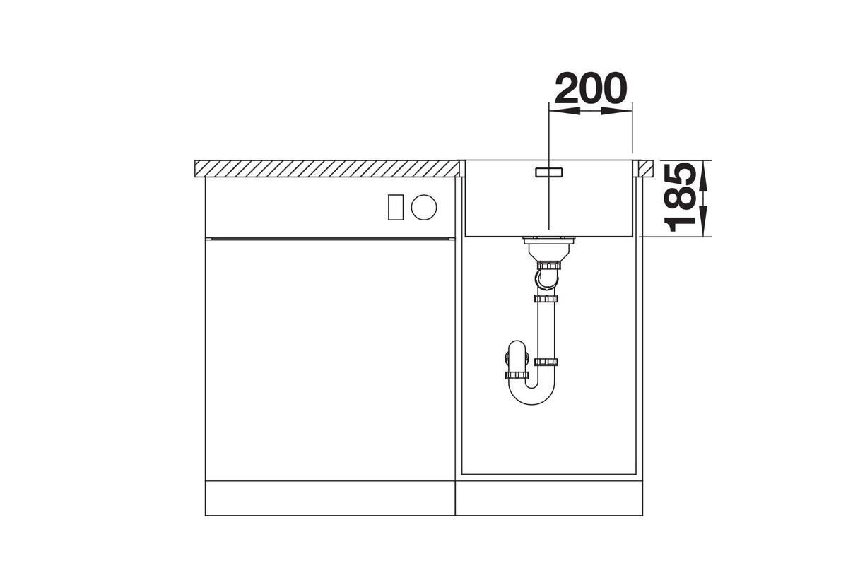 Vue en coupe Blanco Solis 400-IF/A sur sous-meuble