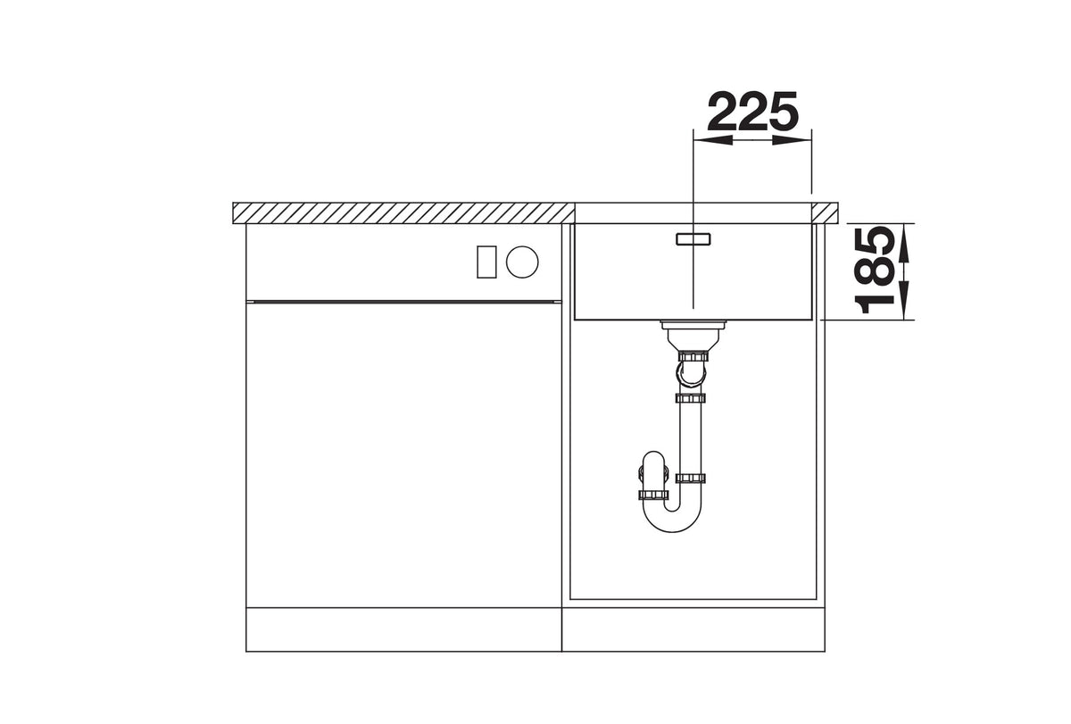 Vue en coupe Blanco Solis 450-U sur sous-meuble