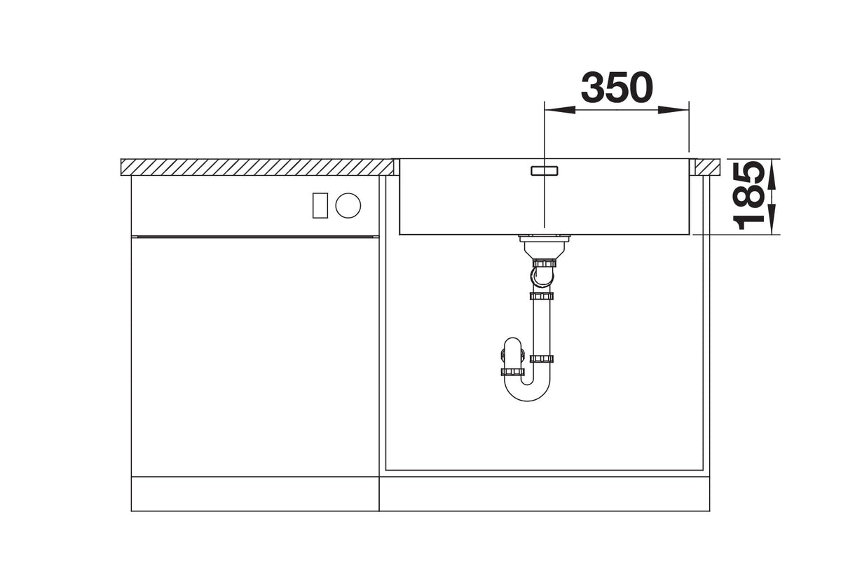 Vue en coupe Blanco Solis 700-IF/A sur sous-meuble