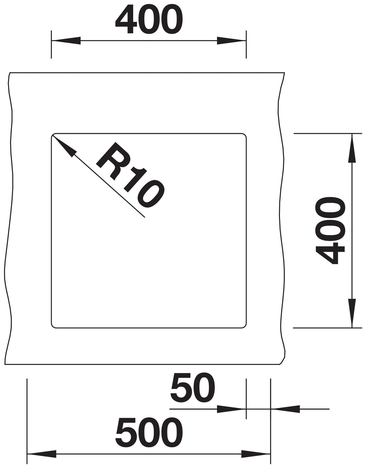Blanco Subline 400-U Silgranit sans vidage – découpe