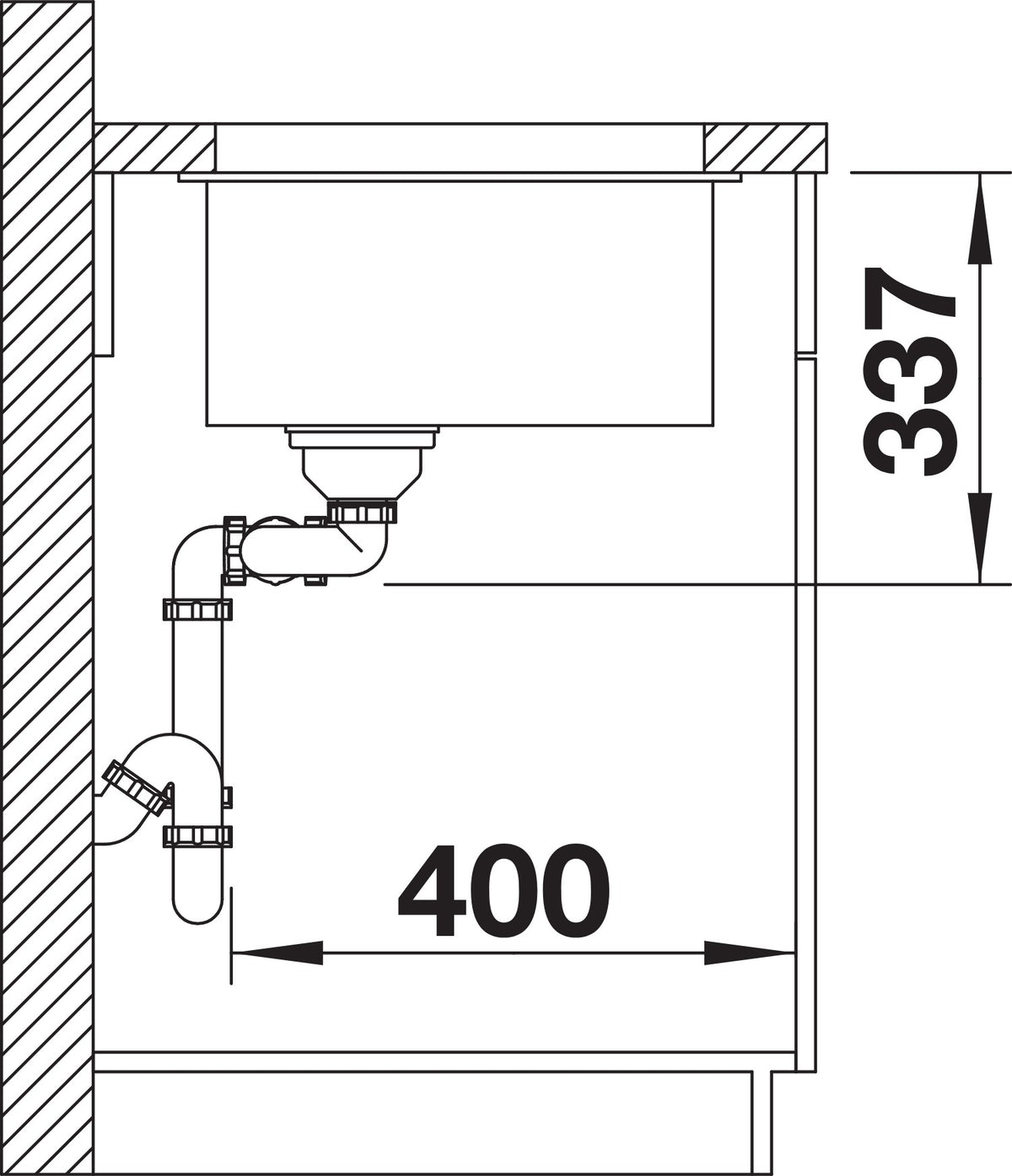 Blanco Subline 480/320-U Silgranit – coupe d'installation