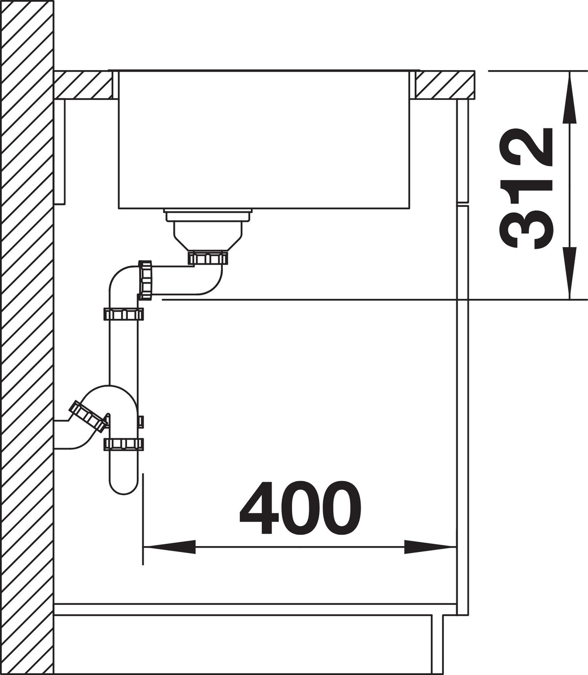 Blanco Subline 500-IF SteelFrame Silgranit – coupe d'installation