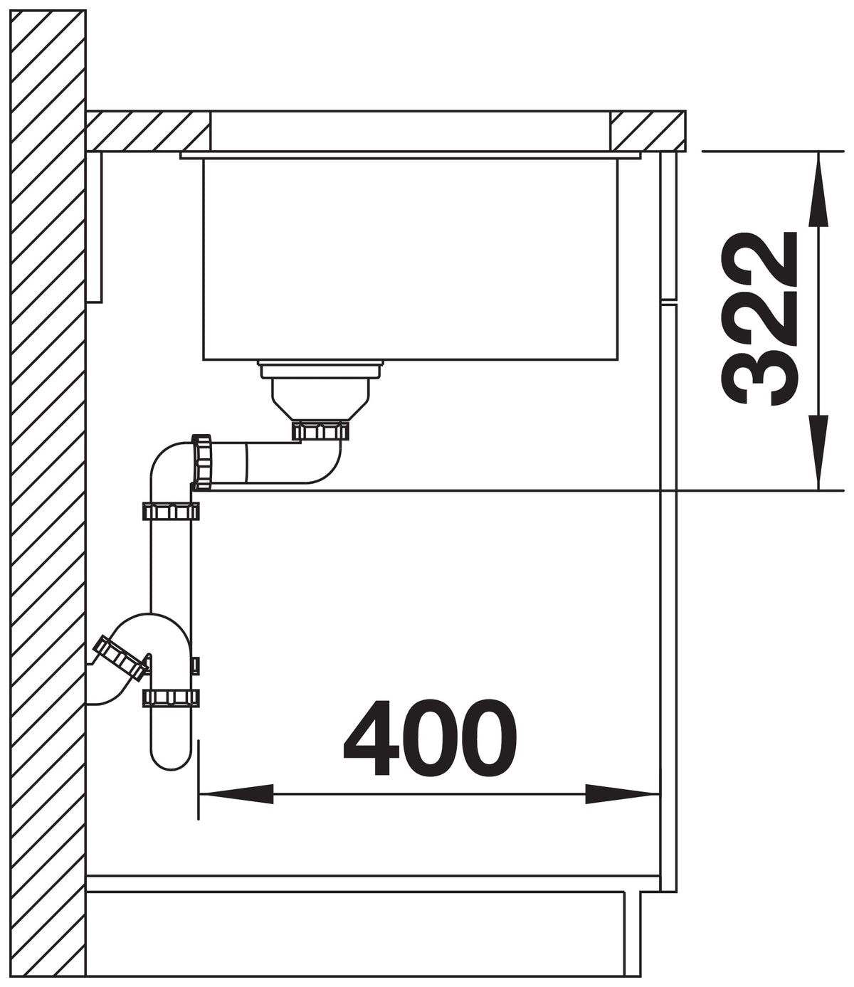 Blanco Subline 700-U Level Silgranit – coupe d'installation