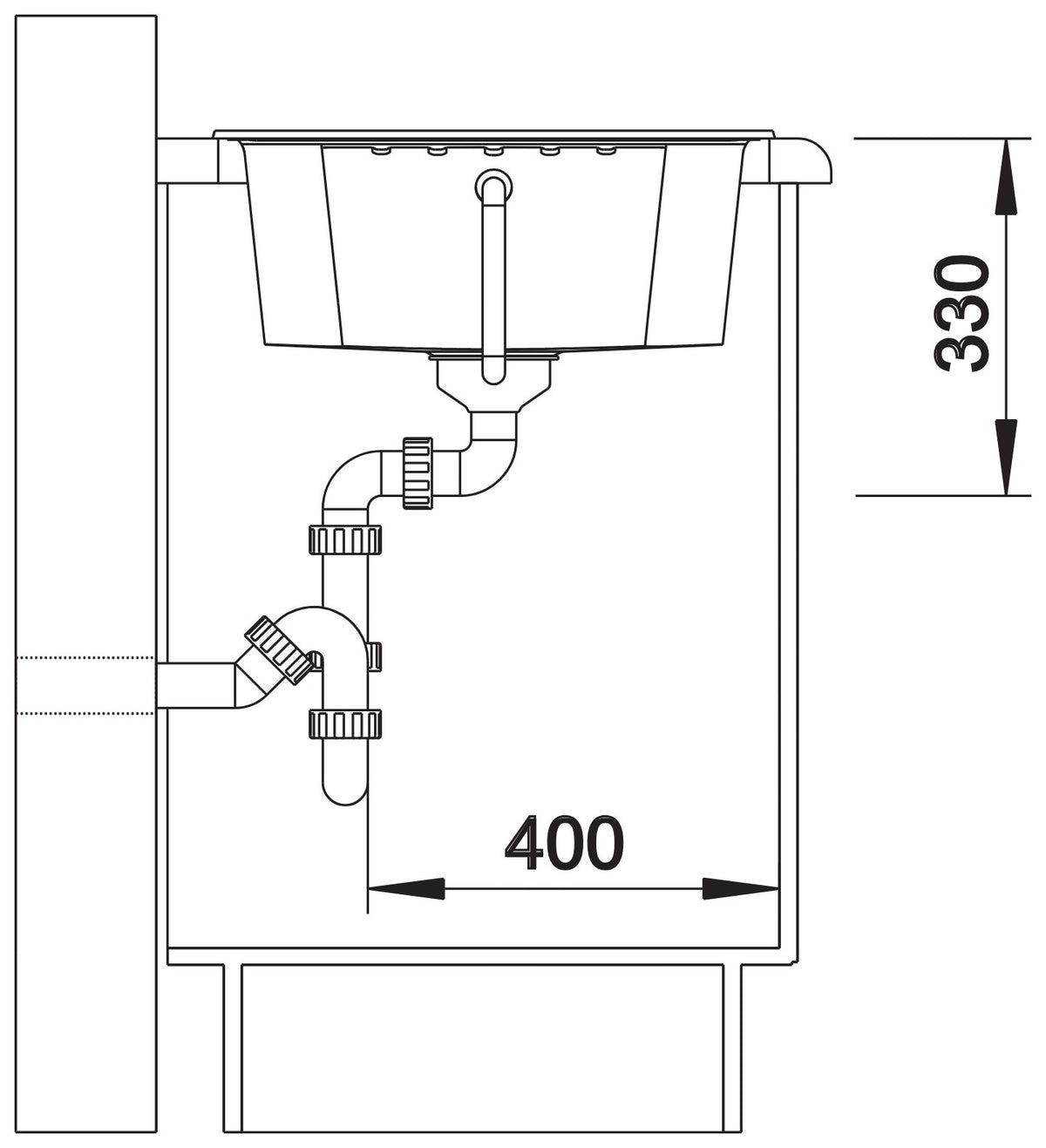 Blanco Zia 40S Silgranit – coupe d'installation