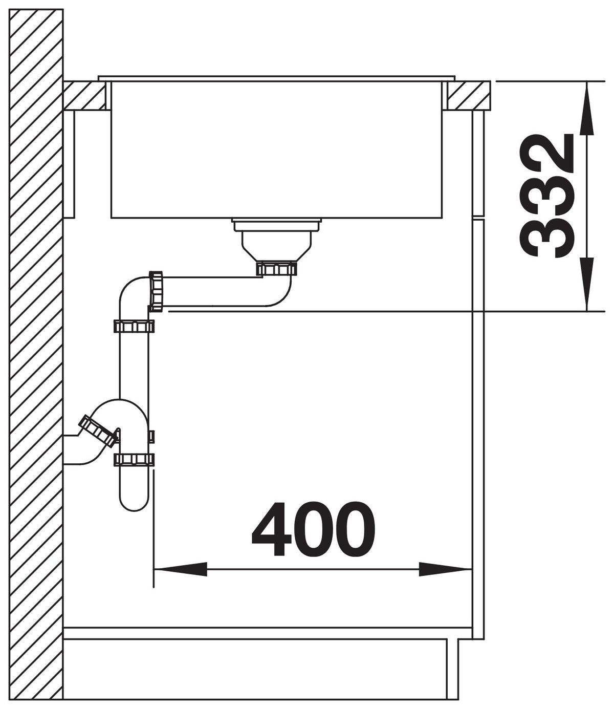 Blanco Zia 45S Compact Silgranit – coupe d'installation