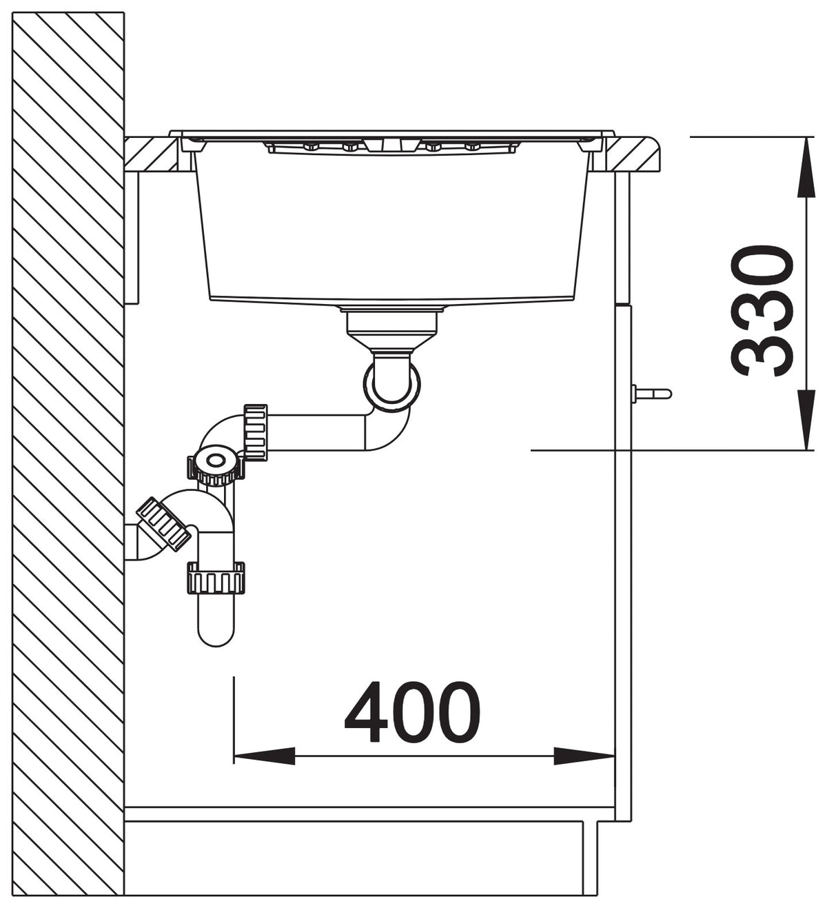 Blanco Zia 8S Silgranit – coupe d'installation