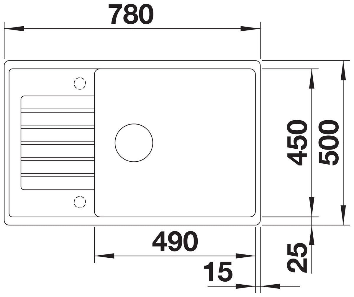 Blanco Zia XL 6S Compact Silgranit – schéma technique : vue de dessus