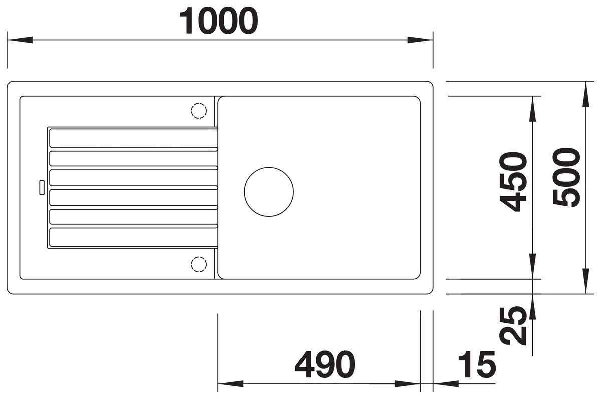 Blanco Zia XL 6S Silgranit – schéma technique : vue de dessus