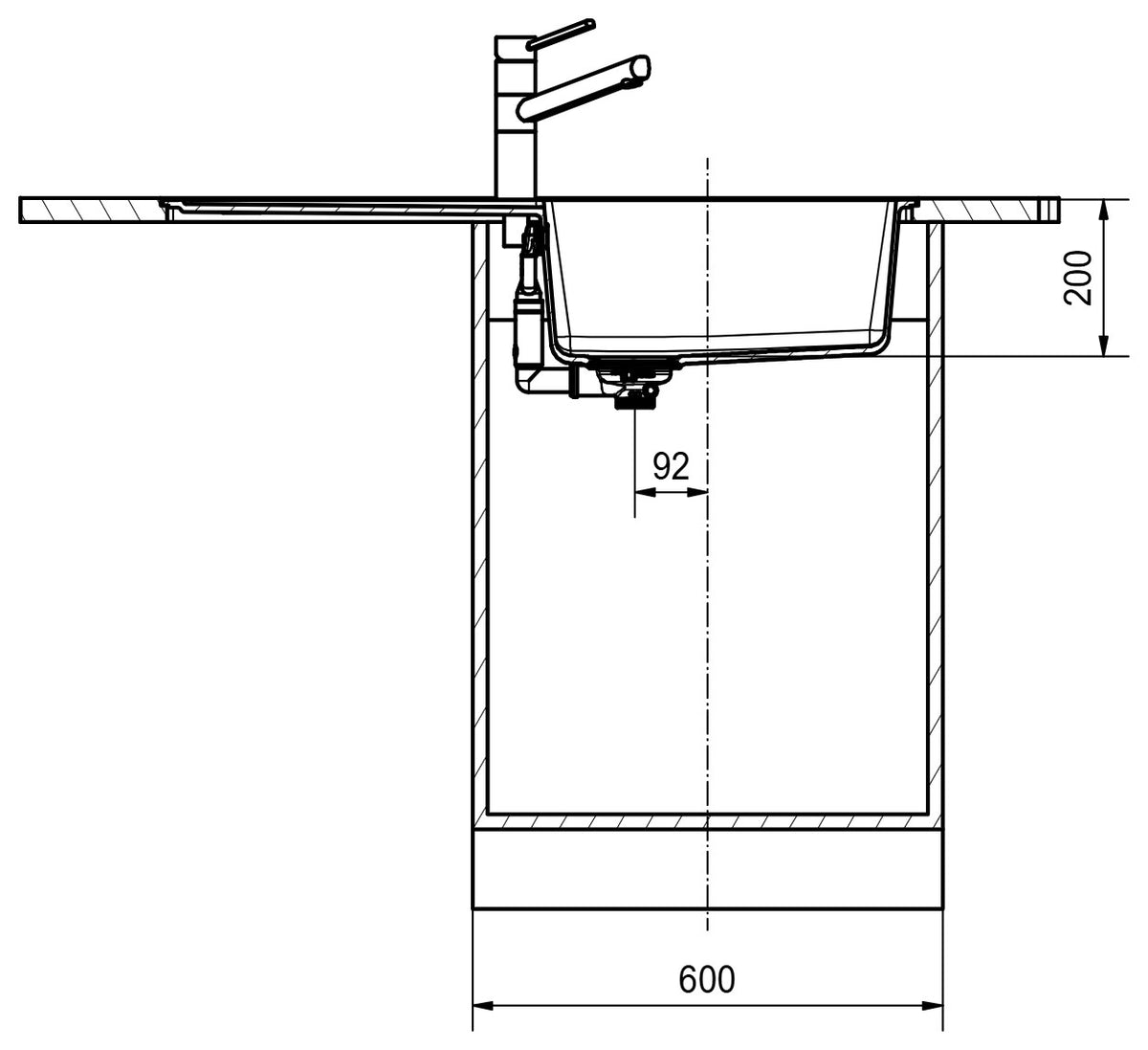 Franke Maris Fragranite MRG211-96 – coupe d'installation