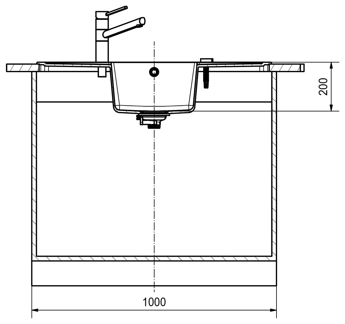 Franke Maris Fragranite MRG612E – coupe d'installation