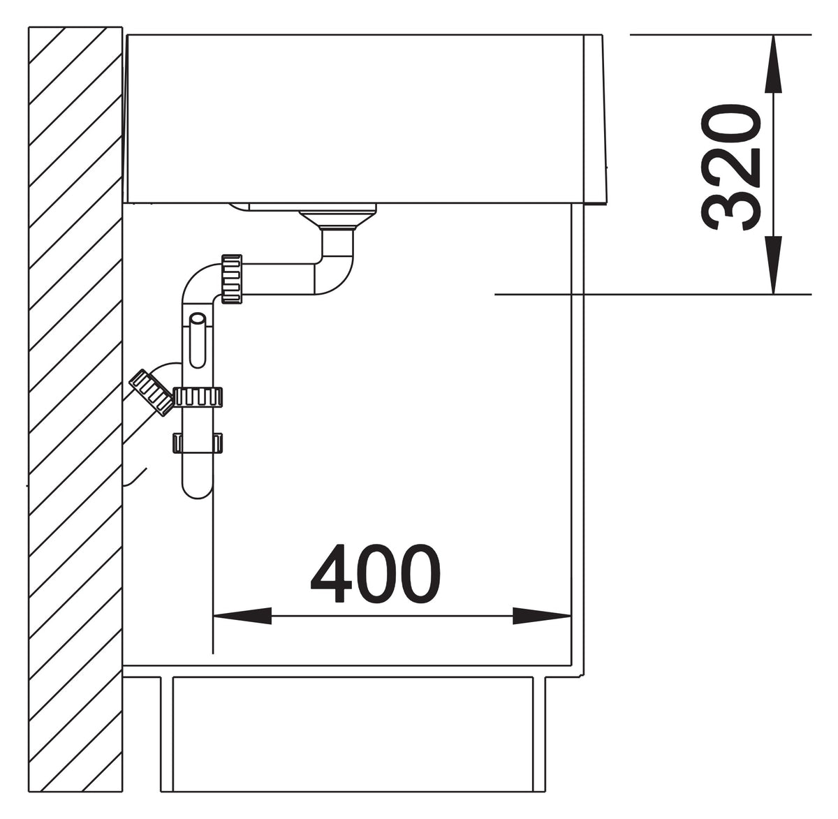Blanco Panor 60 Céramique Blanc Cristal – coupe d'installation