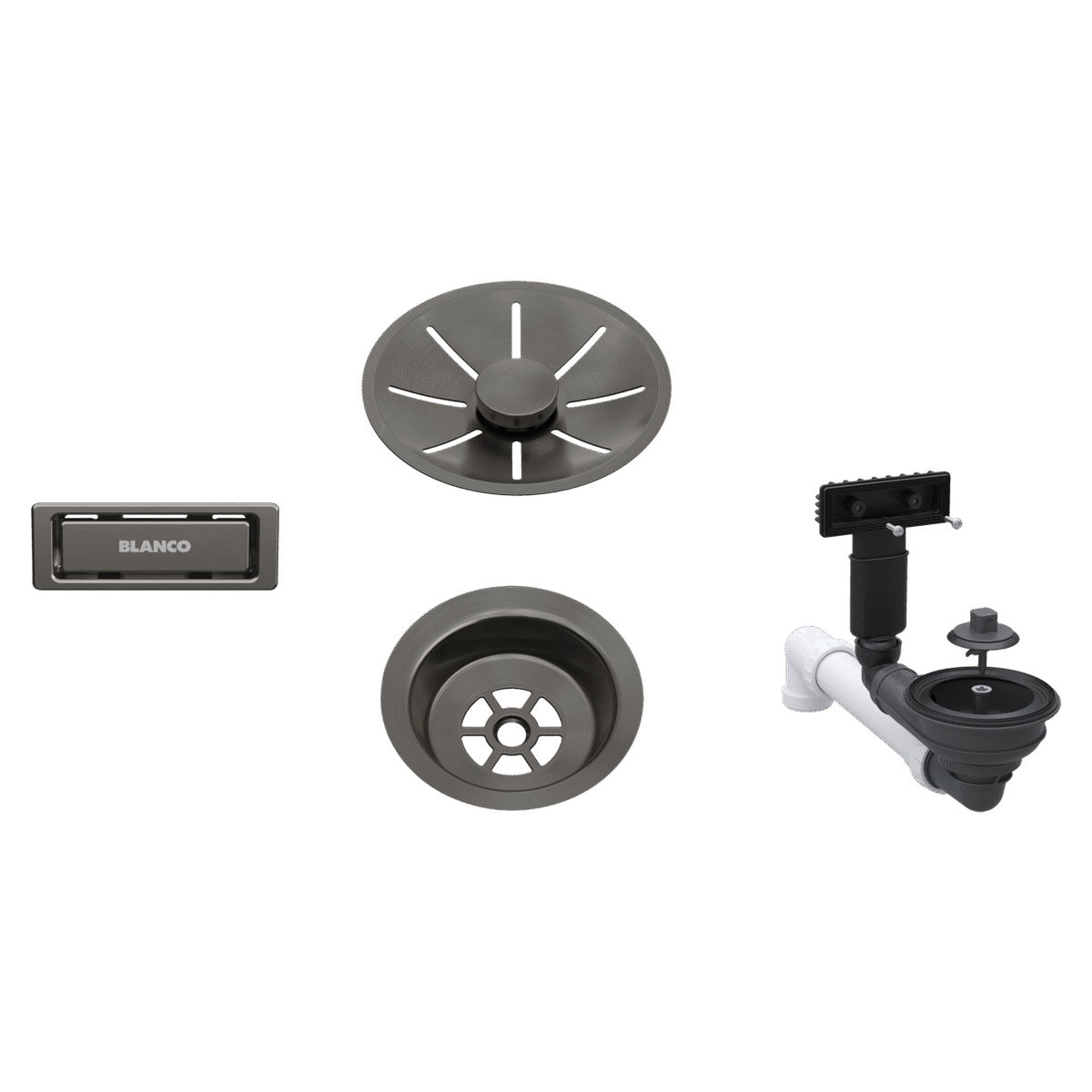 Set de bonde Blanco InFino satin Dark Steel à vidage manuel (réf. 207424)