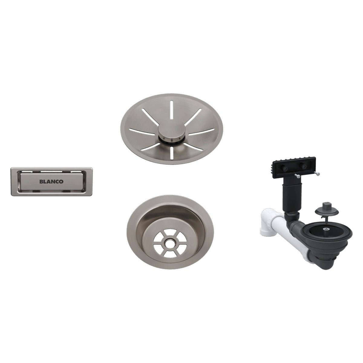 Set de bonde Blanco InFino satin Platinum à vidage manuel (réf. 207425)