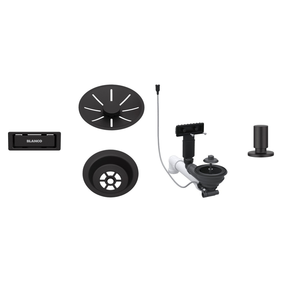 Set de bonde Blanco InFino noir mat avec commande de vidage automatique (réf. 207426)