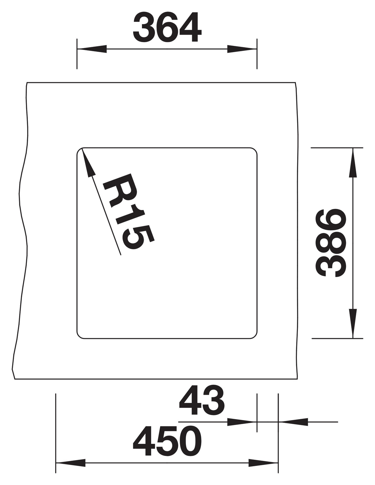 Blanco Subline 375-U Céramique PuraPlus – découpe