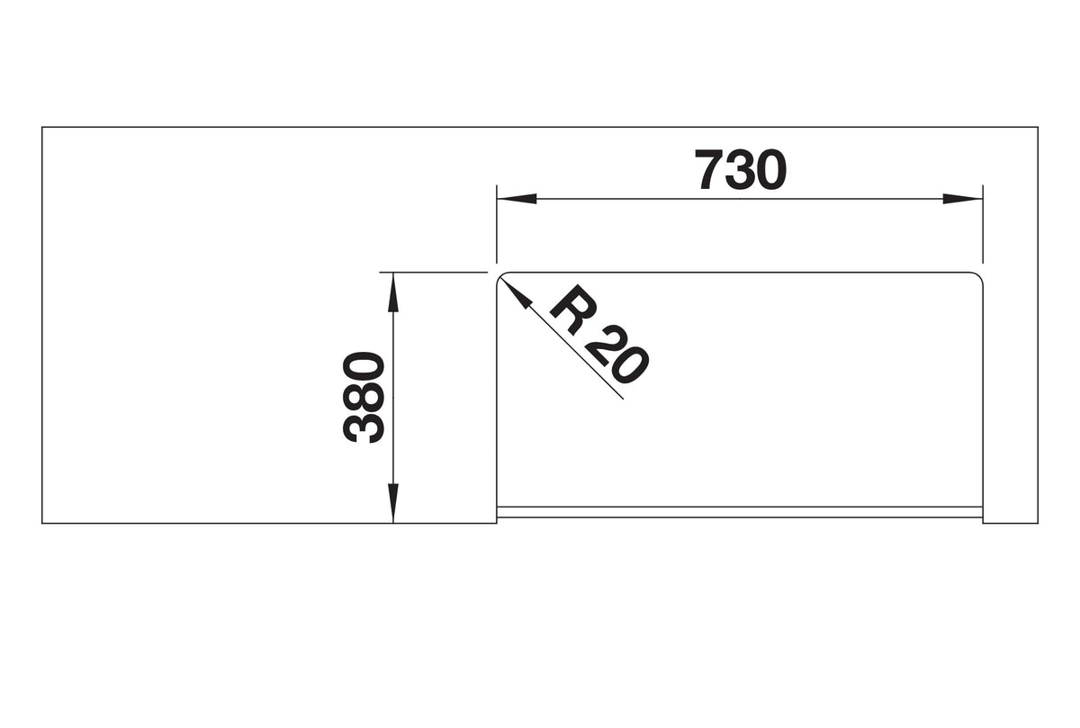 Blanco Villae Simple Céramique Blanc Cristal – découpe 730 x 380 mm