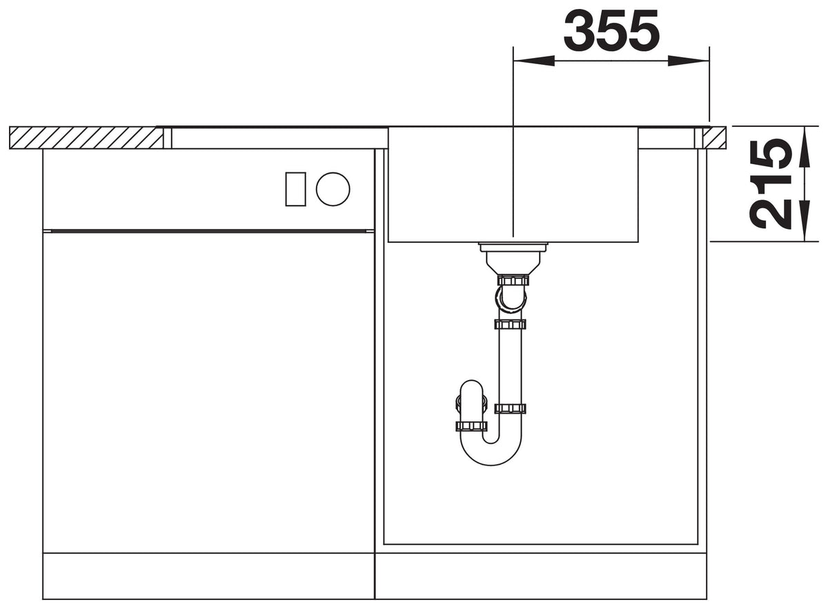 Schéma en coupe d'installation de l'évier Blanco Andano XL 6S-IF