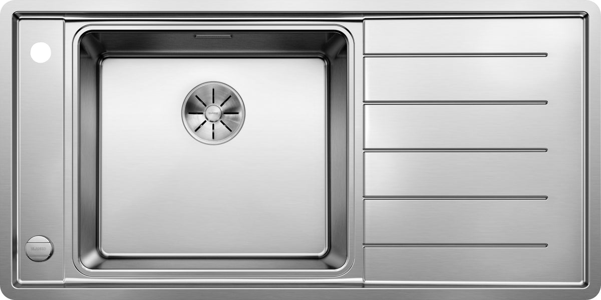 Évier Blanco Andano XL 6S-IF en inox satiné, égouttoir à droite