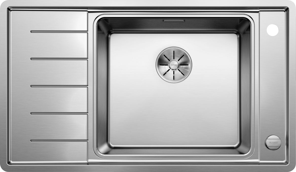 Évier Blanco Andano XL 6 S-IF Compact en inox satiné, égouttoir à gauche